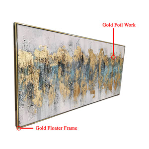 A Beautiful Abstract Melting Pot 100% Hand Painted Wall Painting (With Golden Outer Floater Frame frame)( 28 x 56 Inches )