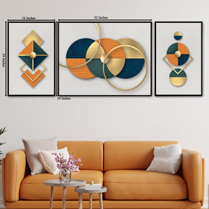 Slice of life Geometric Framed Canvas Prints set of 3