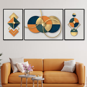 Slice of life Geometric Framed Canvas Prints set of 3
