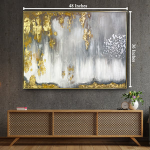 The Bosphorus Pearl Abstract Hand Painted Wall Painting (With Outer Golden Frame)