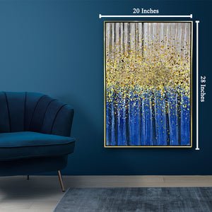 Passage of Time Passing  100% Hand Painted Wall Painting (With outer Floater Frame) - Blue