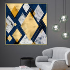 3D Geometric  Rhombus Framed Canvas Wall Art