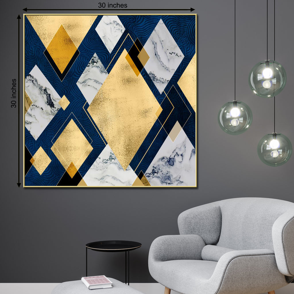 3D Geometric  Rhombus Framed Canvas Wall Art