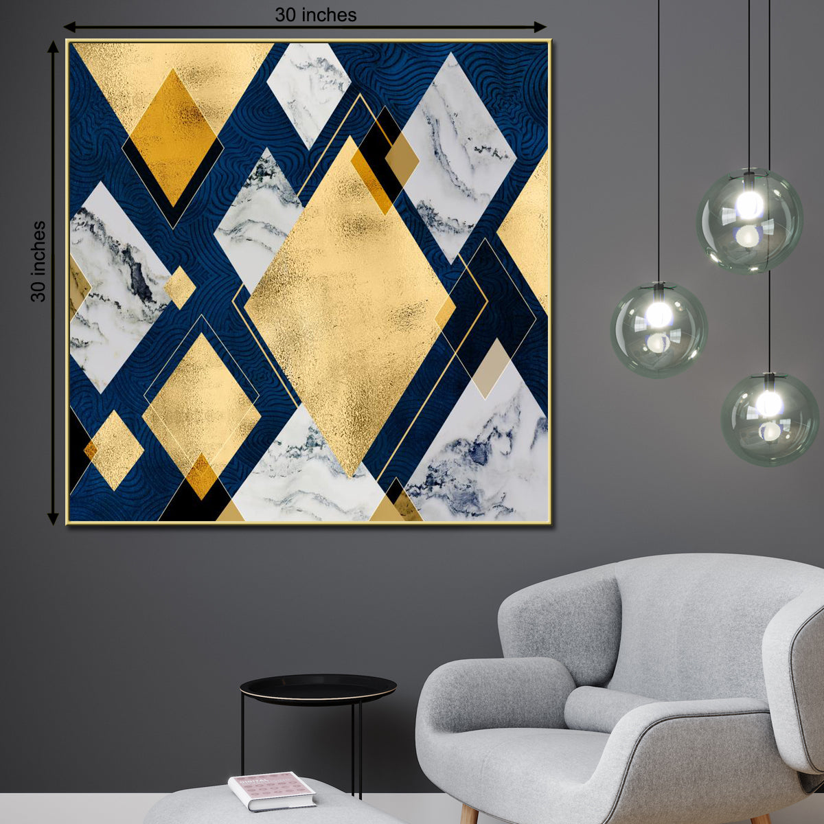 3D Geometric  Rhombus Framed Canvas Wall Art