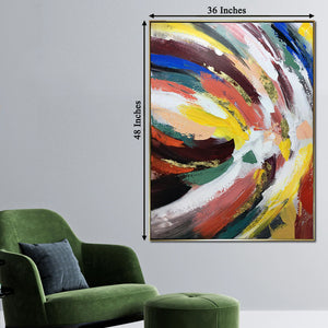 Swiss Pallete Abstract Hand painted Wall Painting (With Outer Floater Frame)