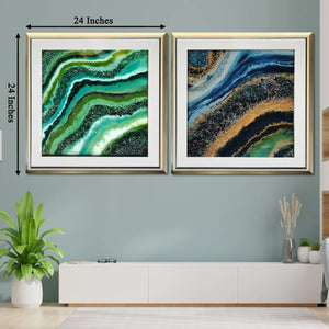 The Green Pearl River & Coastal Oasis Mix Shadow Box Wall Decoration Piece - Set of 2