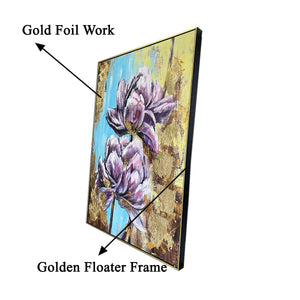 Vibrant Meadow Nature 100% Hand Painted Wall Painting (With outer Floater Frame)