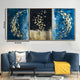 Into the Blue Framed Crystal Glass Painting - Set of 3