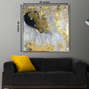 Golden Rays 100% Hand Painted Wall Painting (With outer Floater Frame)