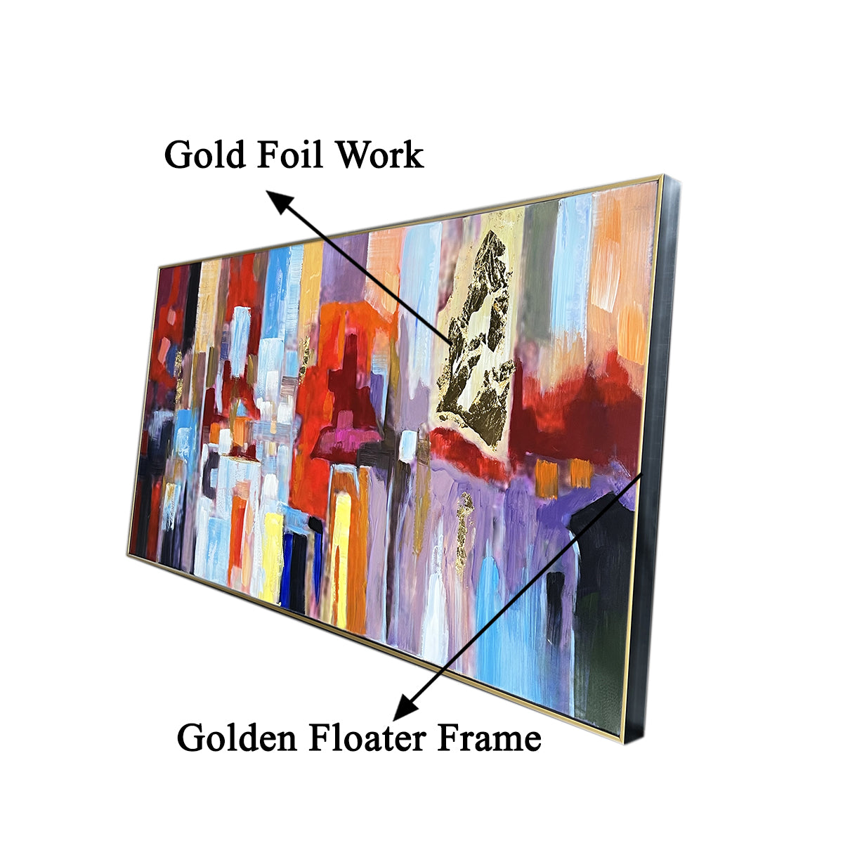 Lofty Artwork 100% Hand Painted Wall Paintings abstract & Wall Decoration Items (With outer Floater Frame) (56 x 28 Inches)
