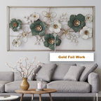 Seville luscious Ivory & Gold florals Metal Wall - Gold Foil Work