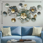Aquatic Tranquility Gold Foil Work Metal Wall Art Panel