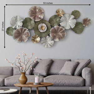 The Floral Ecstasy Gold Foil Work Metal Wall Art