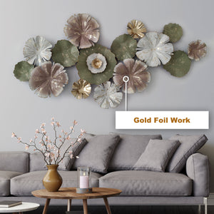 The Floral Ecstasy Gold Foil Work Metal Wall Art