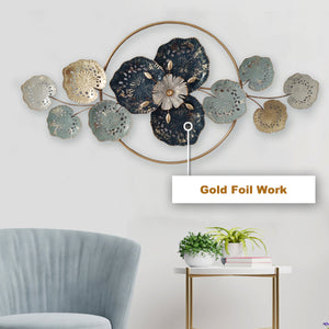 Manila Decorative Floral Bail Gold Foil Work Metal Wall Art