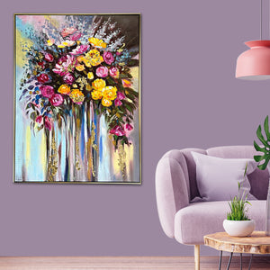 The Artist's Garden Nature 100% Hand Painted Wall Painting (With outer Floater Frame)