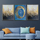 Starry Skies 100% Hand Painted Wall Painting (With outer Floater Frame) - Set of 3