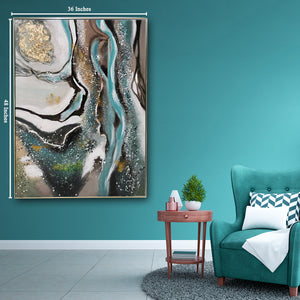 Floral Delight 100% Hand Painted Wall Painting (With outer Floater Frame)
