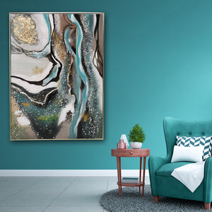 Floral Delight 100% Hand Painted Wall Painting (With outer Floater Frame)