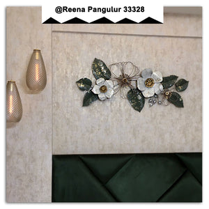 Long Beach Vintage Styled Florals Metal Wall Art - Gold Foil Work