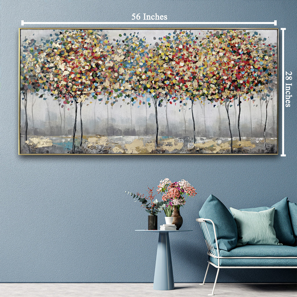 Autumn Affection 100% Hand Painted Decorative Wall Painting Art For Wall Decoration at Home (outer Floater Frame ) (56 x 28 Inches)