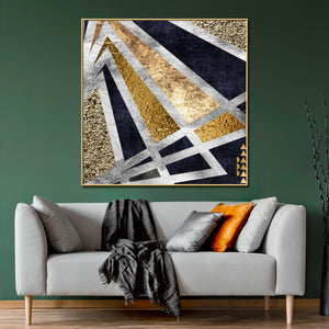 Concentric Triangles Framed Canvas Wall Art