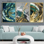 Aqua Contemporary Abstract Framed Canvas Print