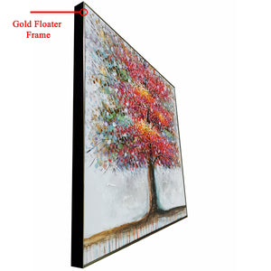 Forest of Rubies 100% Hand Painted Wall Painting with Metal Work (outer Floater Frame )