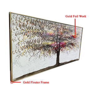 A Beautiful Autumn Evening 100% Hand Painted Wall Painting (With Outer Floater Frame)