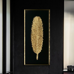 The Golden Glittered Feather Shadow Box