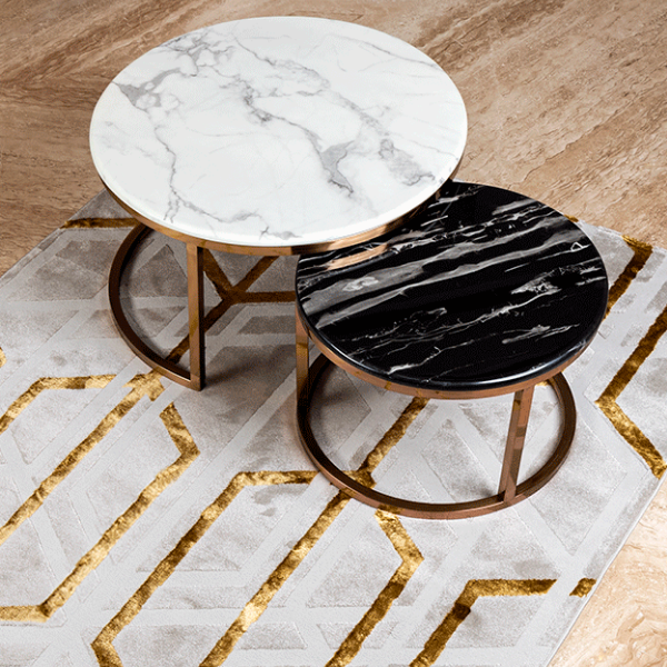 Rose gold coffee table set deals