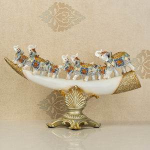 The Jaipur Royal Elephant Family Table Decoration Showpiece
