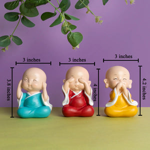 Worldly Wisdom Buddha Home Decoration Showpiece - Set Of 3