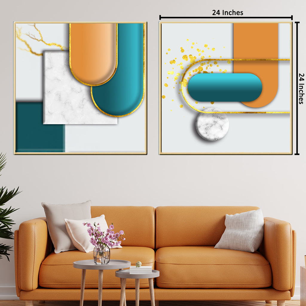 Montreal Geometric Shapes Framed Canvas Print