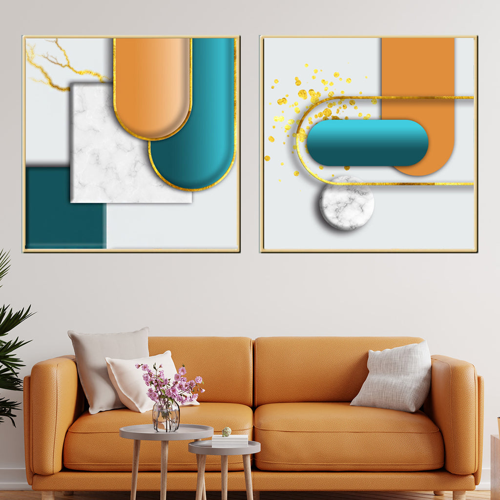 Montreal Geometric Shapes Framed Canvas Print