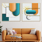 Montreal Geometric Shapes Framed Canvas Print