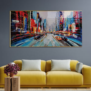 Streets of Manhattan Framed Crystal Glass Art Wall Painting