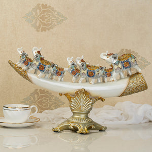 The Jaipur Royal Elephant Family Table Decoration Showpiece