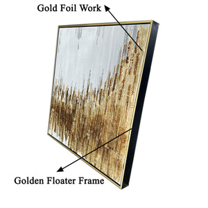 Golden Vision 100% Hand Painted Wall Painting (With outer Floater Frame) - Set of 2