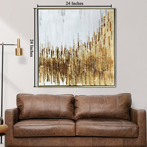 Golden Vision 100% Hand Painted Wall Painting (With outer Floater Frame)