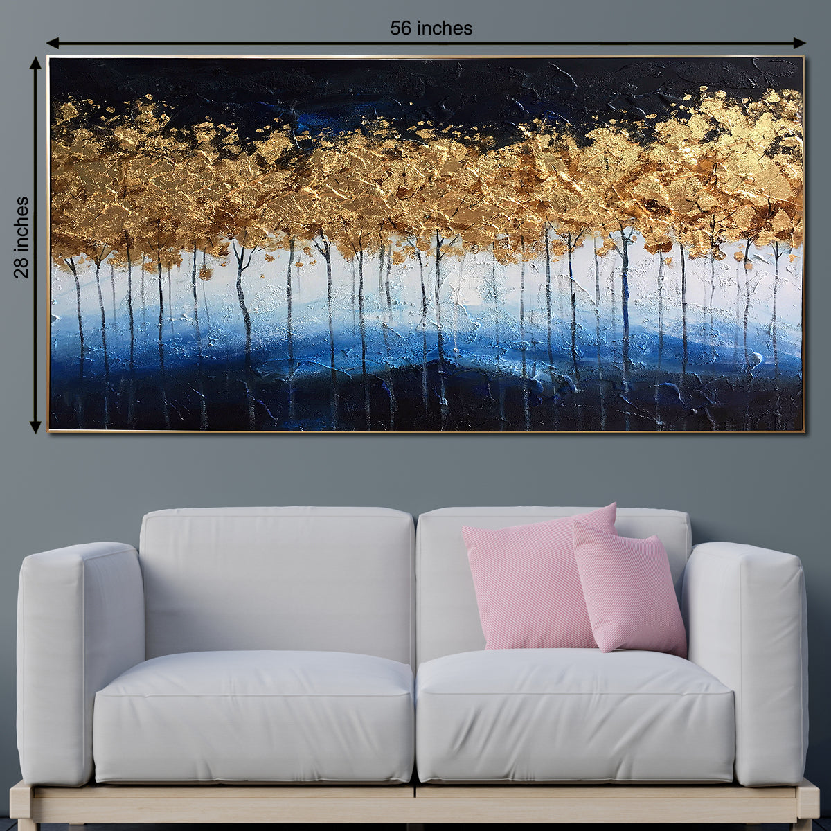 Norfolk Abstract Art Decorative Hand painting for Home Decor  & Wall Decoration Items (With Outer Floater Frame) (56 x 28 Inches)