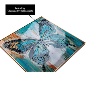 Artsy Butterfly Framed Crystal Glass Painting