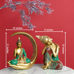 Tranquillity Inspiring Buddha Showpiece For Table - Set Of 2