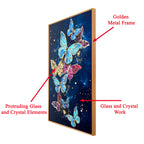 The Dance of Butterflies Framed Crystal Glass Decorative Wall Painting Bedroom