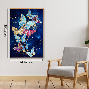 The Dance of Butterflies Framed Crystal Glass Painting