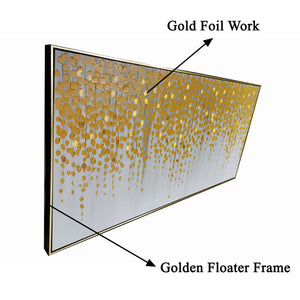 Golden Blossom 100% Hand Painted Wall Painting (With outer Floater Frame)