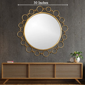 The Rivet Brushed Gold Designer Decorative Wall Mirror