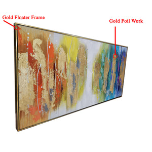 Its a Colourful World Abstract 100% Hand Painted Wall Painting (With Outer Floater Frame) (28 x 56 Inches)