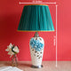 Antique Blue White Ceramic Table Lamp with Green Shade