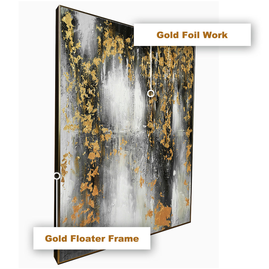The Black and Gold Nile River Delta Abstract 100% Hand Painted Wall Painting